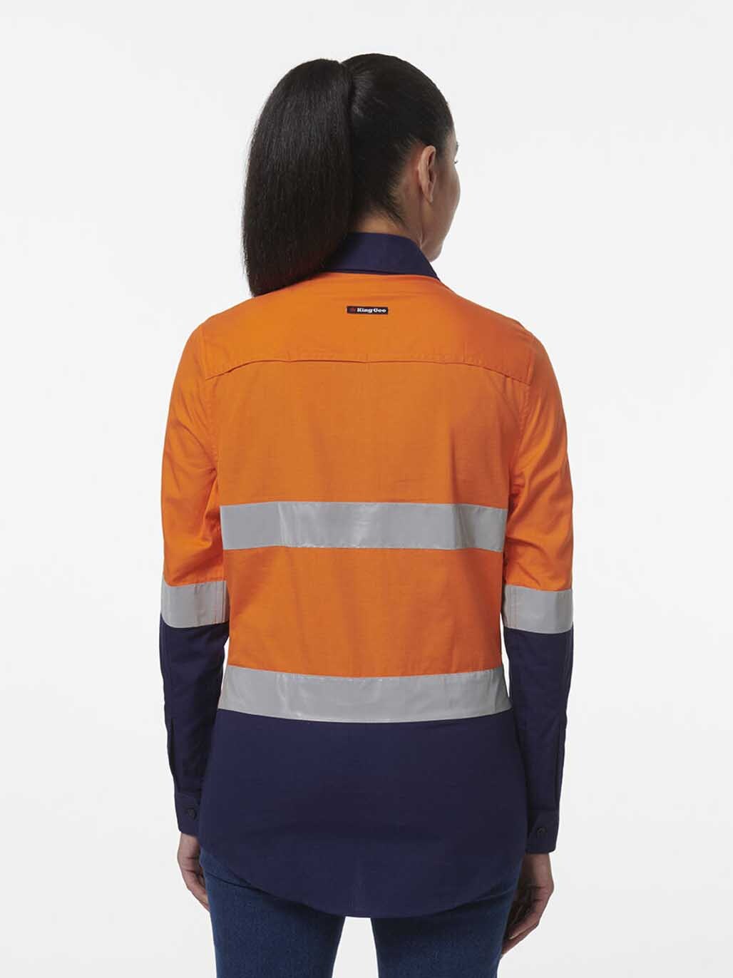 KingGee Womens Workcool Vented Closed Front Reflective Shirt K44230