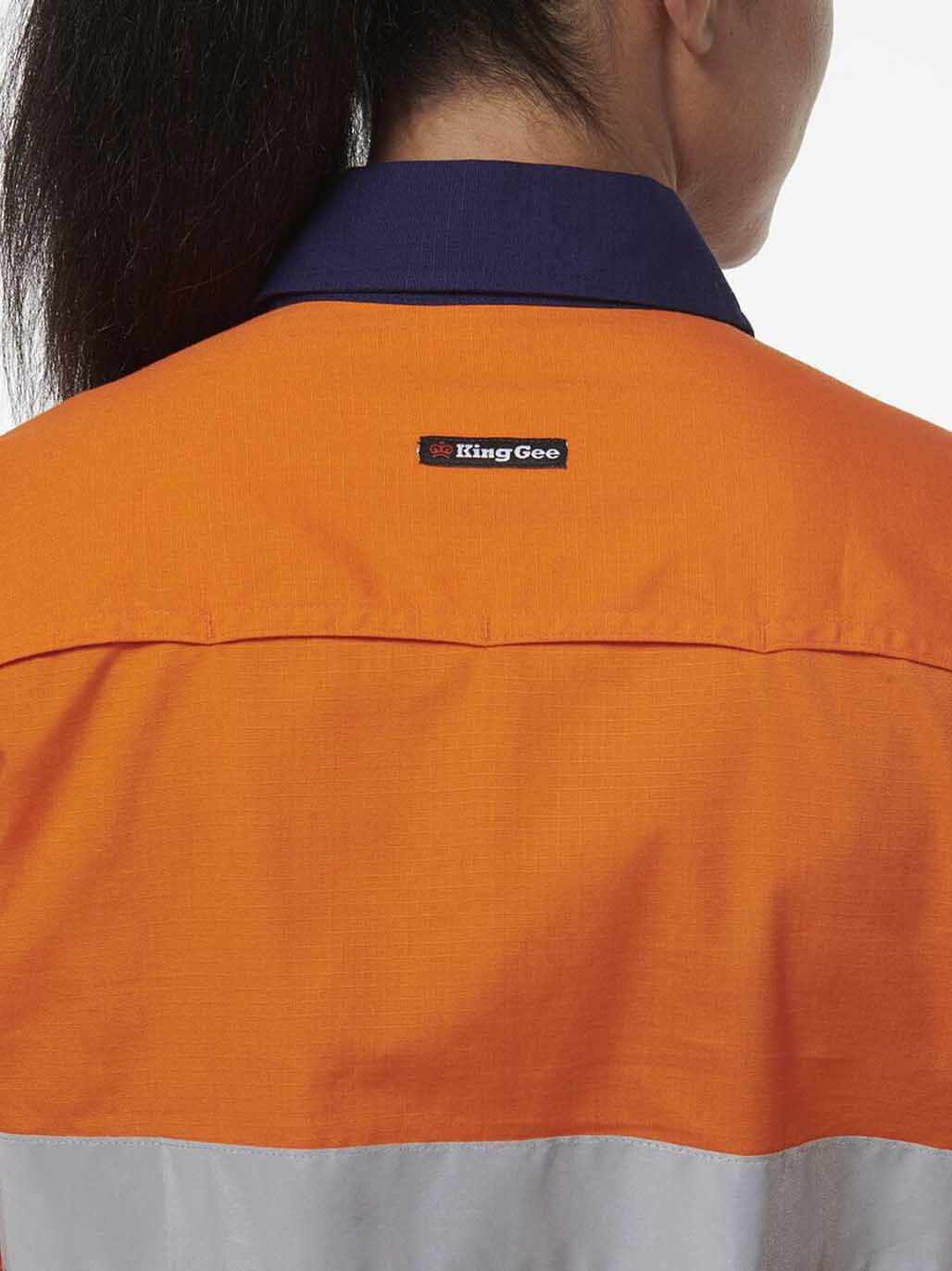 KingGee Womens Workcool Vented Closed Front Reflective Shirt K44230