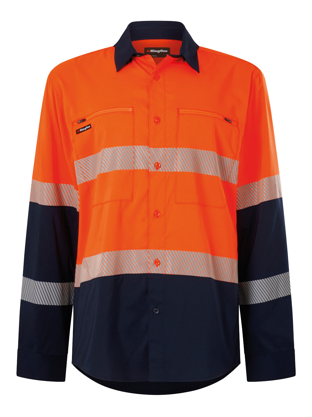 KingGee Drycool Hi Vis Spliced Taped Shirt Long Sleeve Shirt K54037