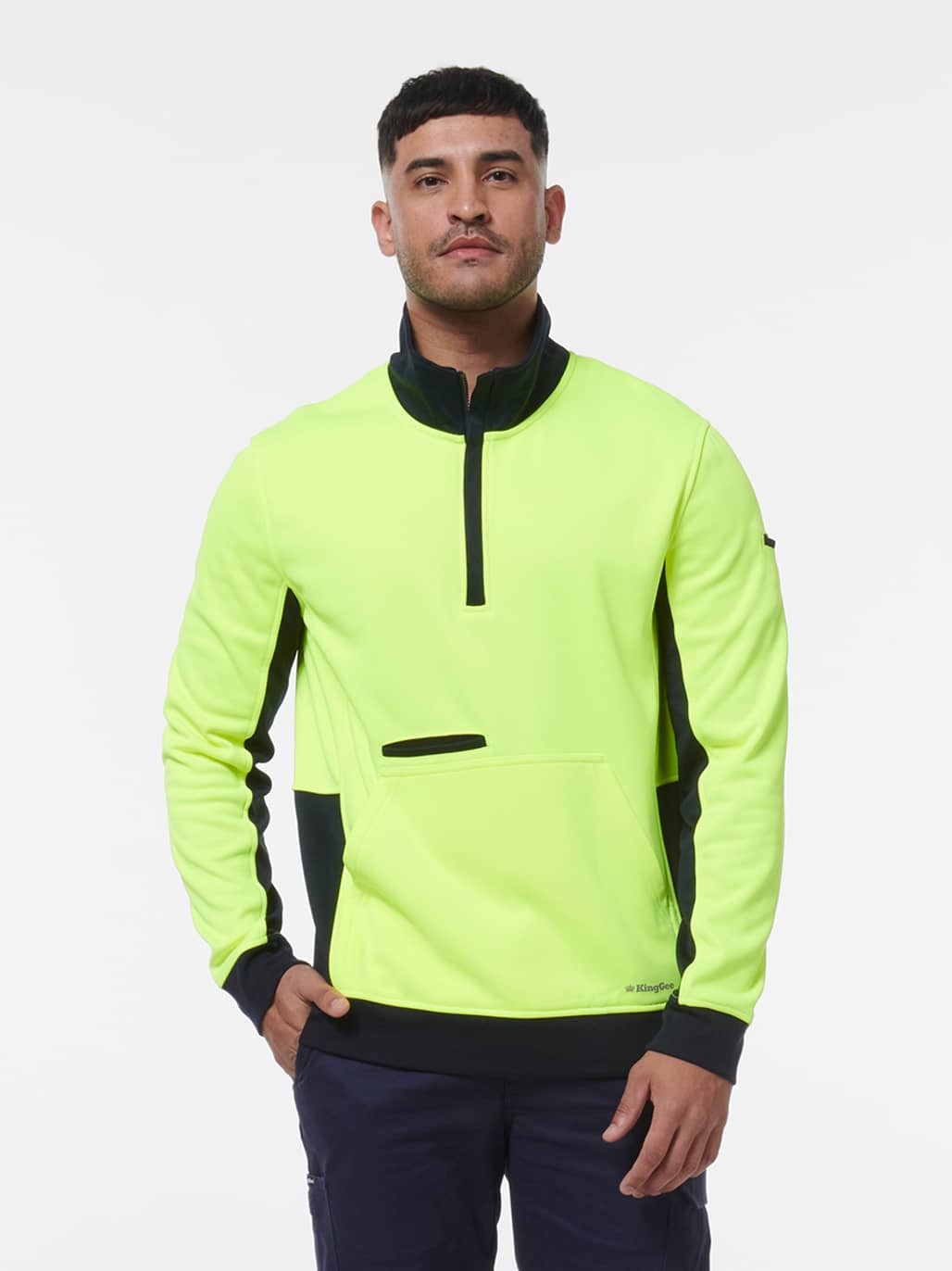 KingGee Hi Vis Spliced 1/4 Zip Fleece K55047