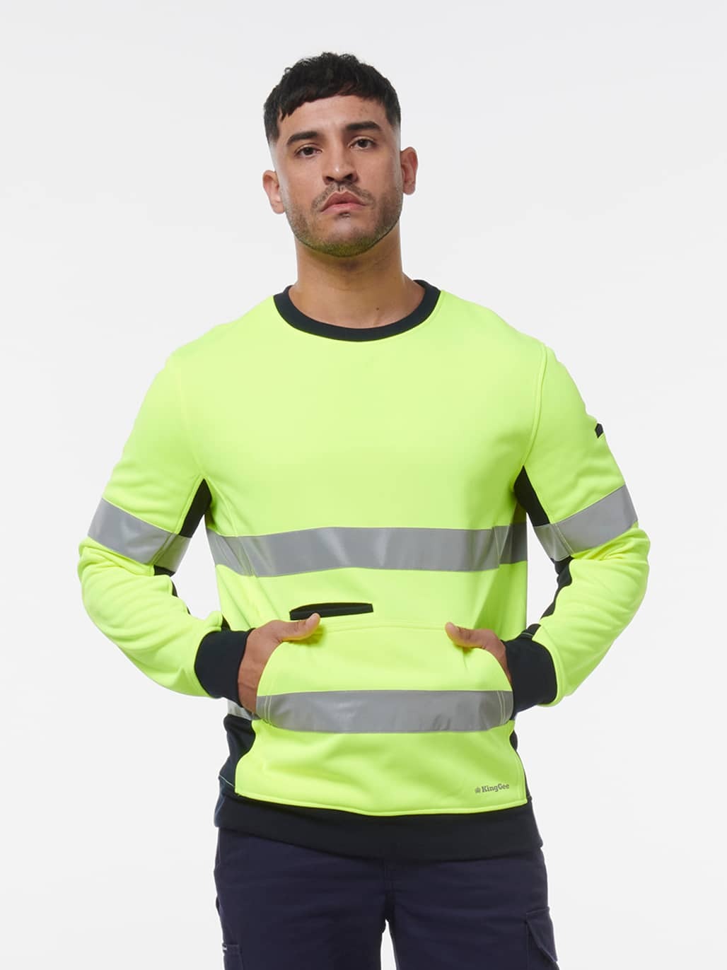 KingGee Reflective Spliced Crew Neck Fleece K55058