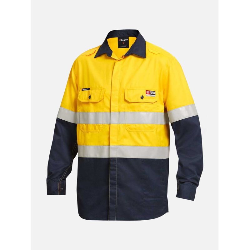 KingGee Shieldtec Lenzing Flame Resitant Hi-Vis Spliced Open Front Taped Shirt PPE2 K84000