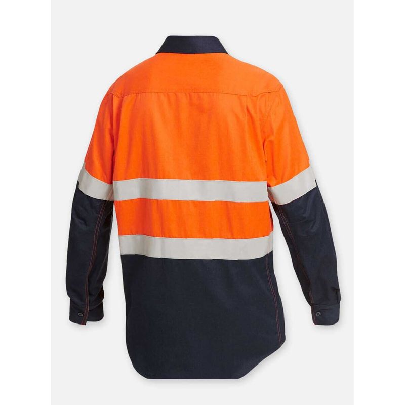 KingGee Kinggee Mens Shieldtec Flame Resistant Hi Vis 2 Tone Closed Front Taped Shirt PPE2 Y04550