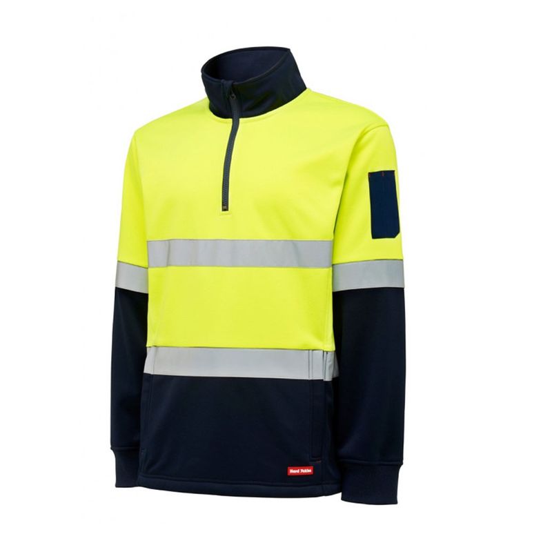 Hard Yakka Hi Vis 2Tone 1/4 Zip Brushed Fleece Jumper W/Tape Y19270