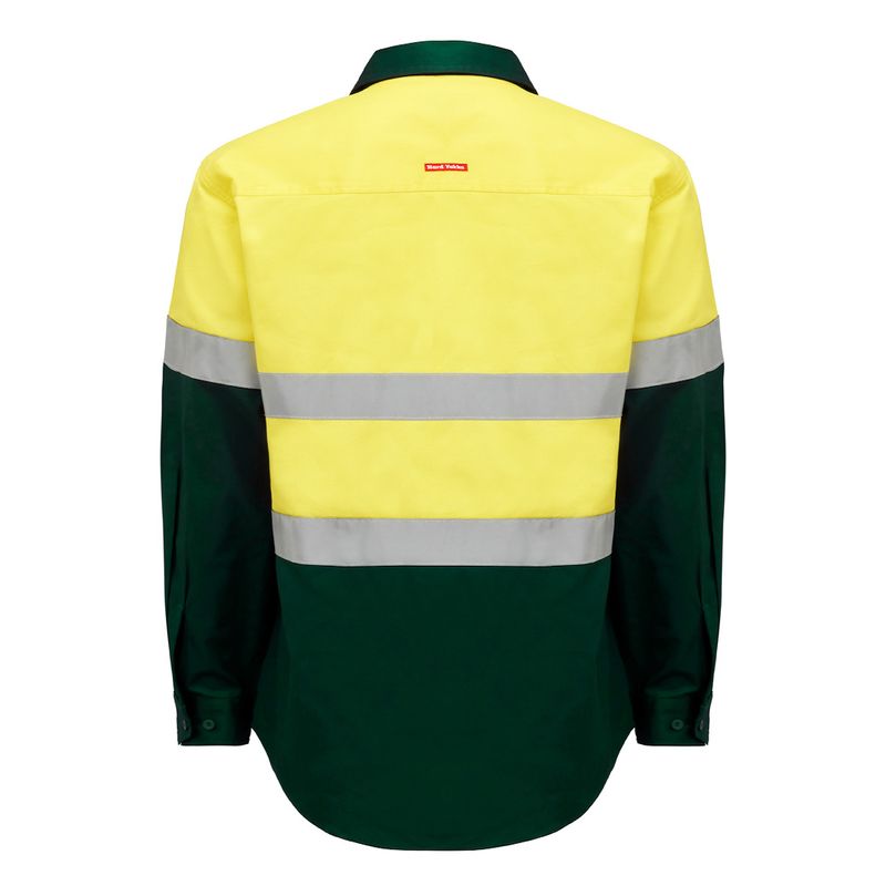 Hard Yakka Hi vis Long Sleeve 2 Tone Cotton Drill Shirt with Tape Y04610