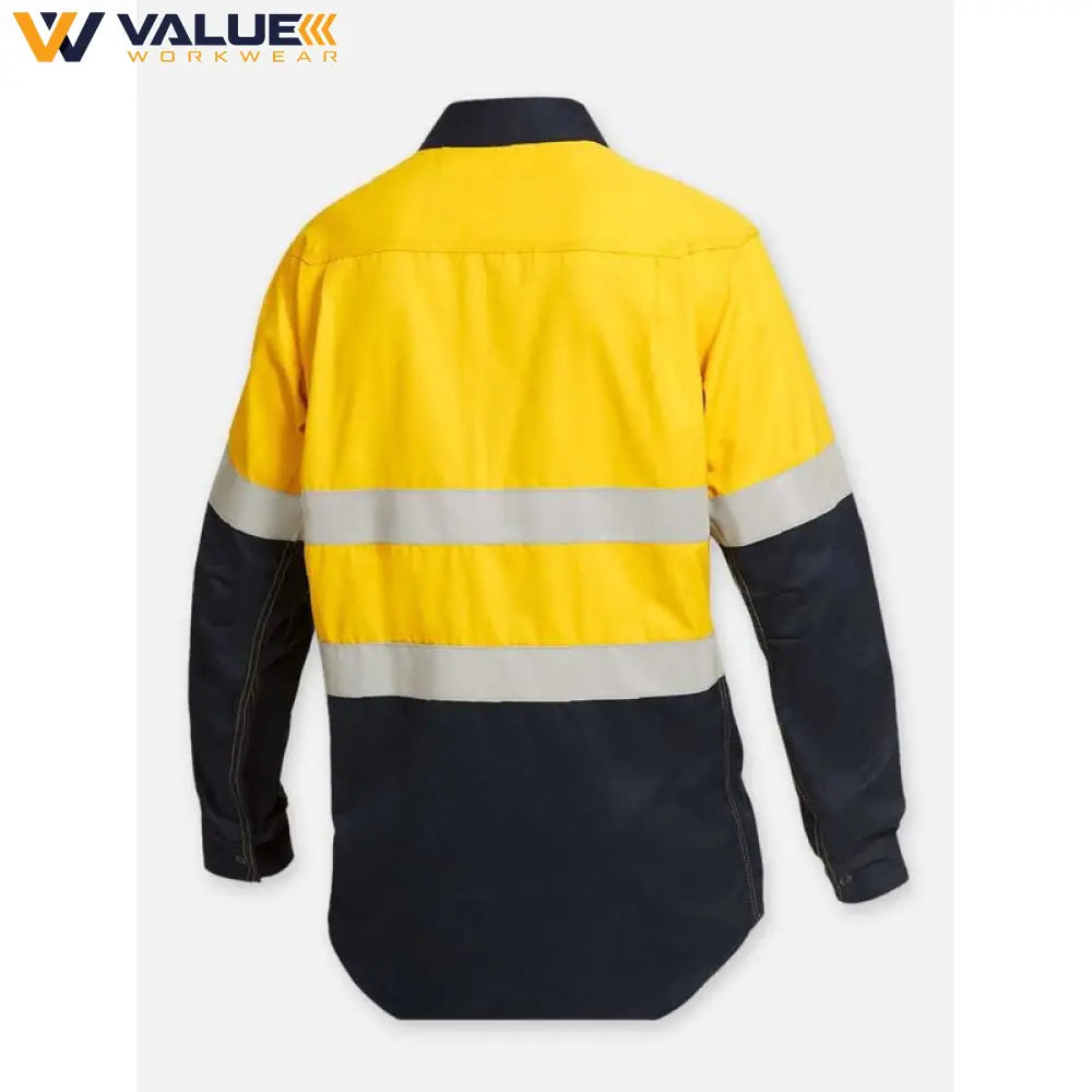 KingGee Kinggee Mens Shieldtec Flame Resistant Hi Vis 2 Tone Closed Front Taped Shirt PPE2 Y04550