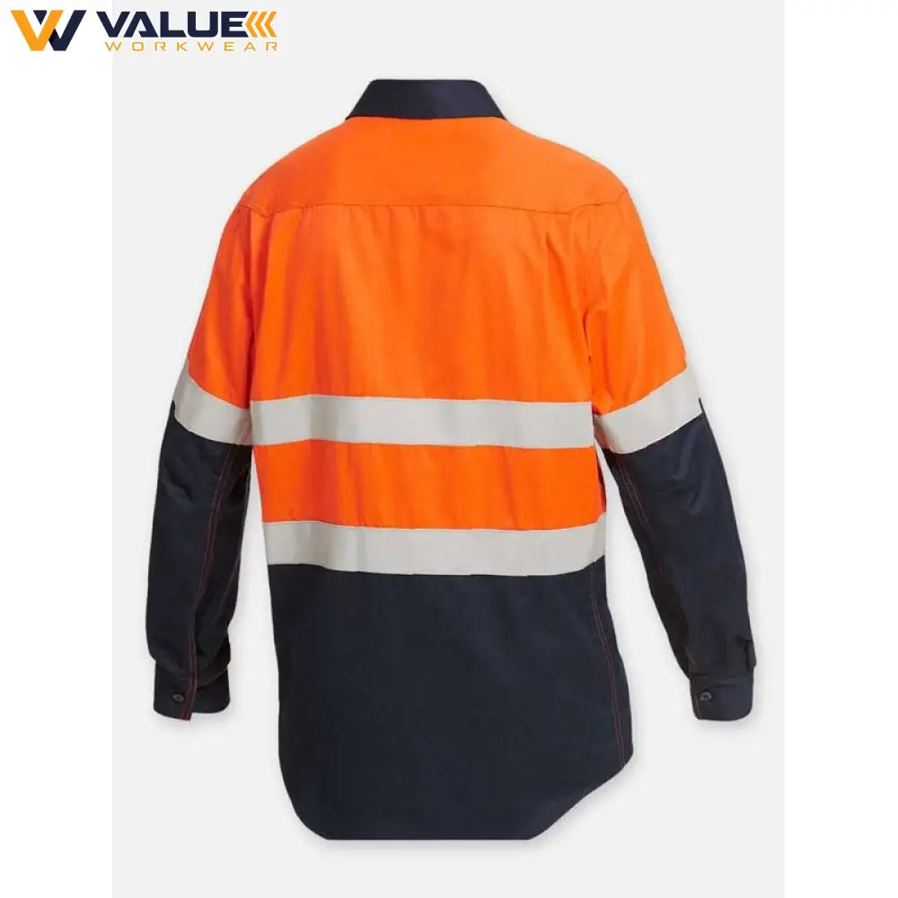 KingGee Kinggee Mens Shieldtec Flame Resistant Hi Vis 2 Tone Closed Front Taped Shirt PPE2 Y04550