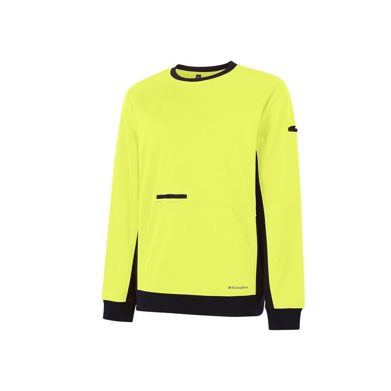 KingGee Hi Vis Spliced Crew Neck Fleece Jumper K55062