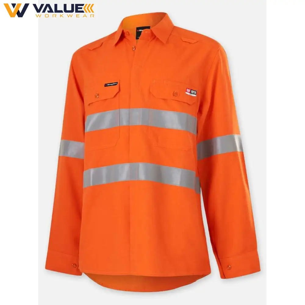 KingGee Womens Shieldtec Lenzing Flame Resistant Hi-Vis Open Front Taped Shirt PPE2 K84003
