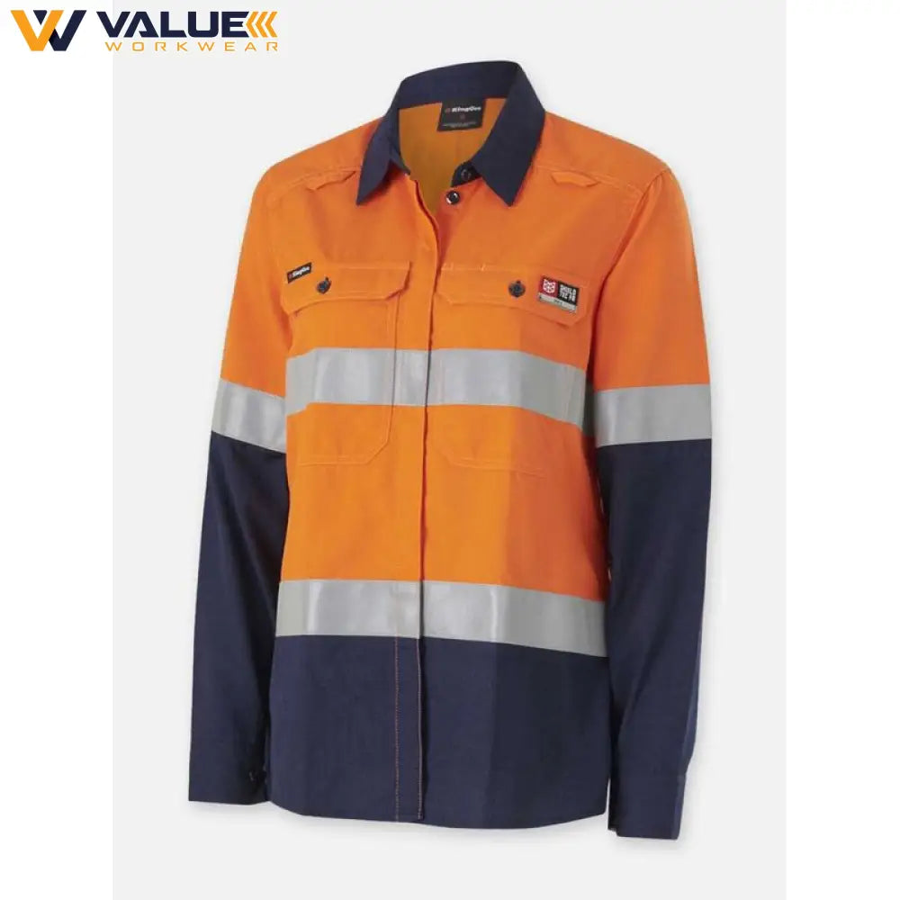 KingGee Womens Shieldtec Lenzing Flame Resistant Hi-Vis Spliced Shirt PPE2 K84002