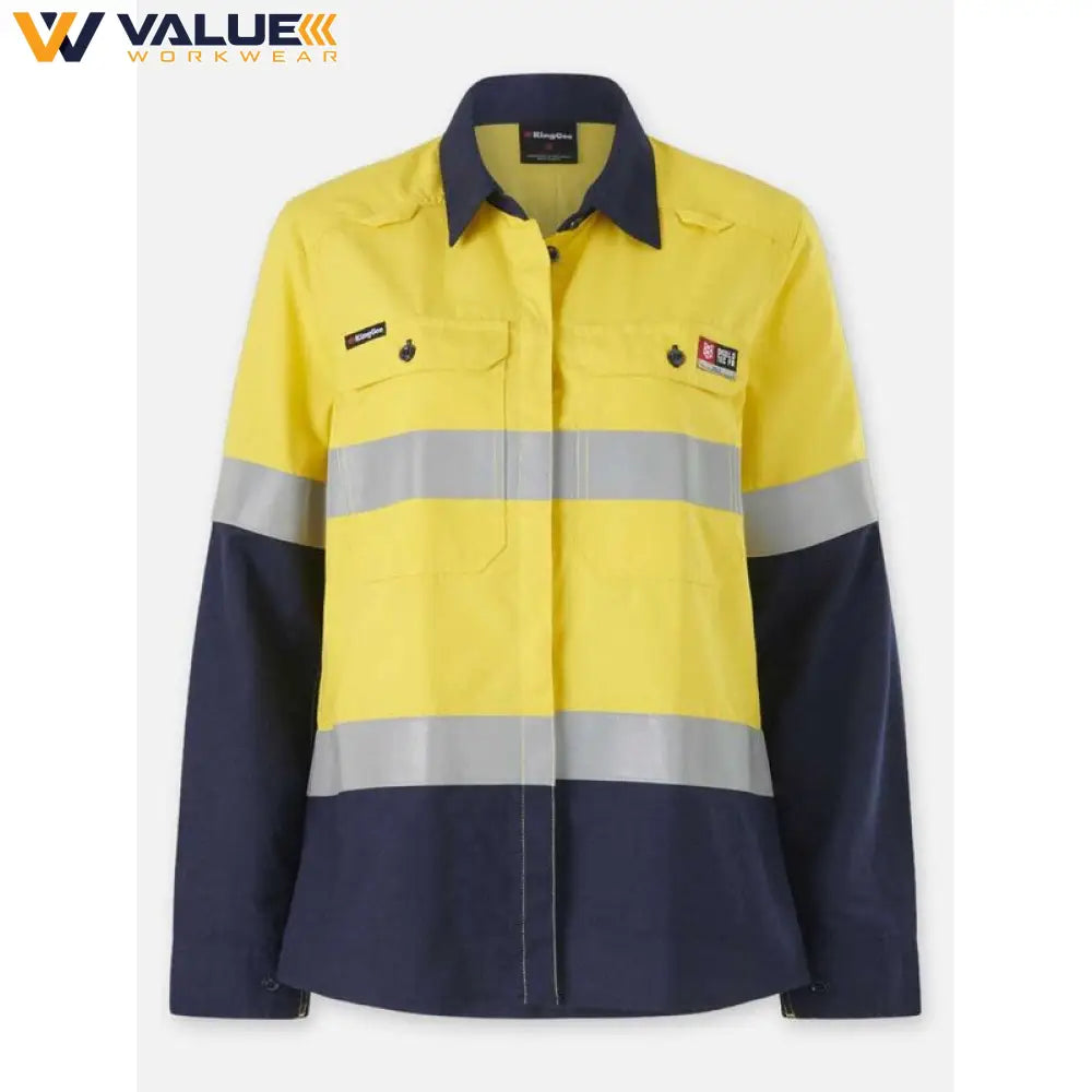 KingGee Womens Shieldtec Lenzing Flame Resistant Hi-Vis Spliced Shirt PPE2 K84002
