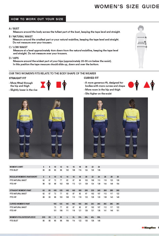 KingGee Womens Workcool Vented Closed Front Reflective Shirt K44230