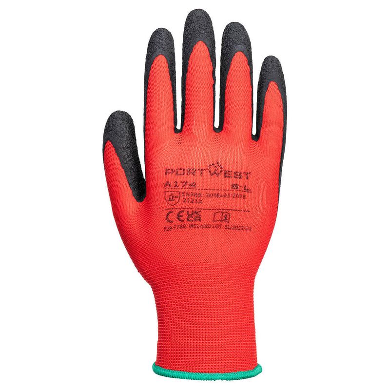 Portwest Flex Grip Latex Glove Red/Black A174 (6 pairs)