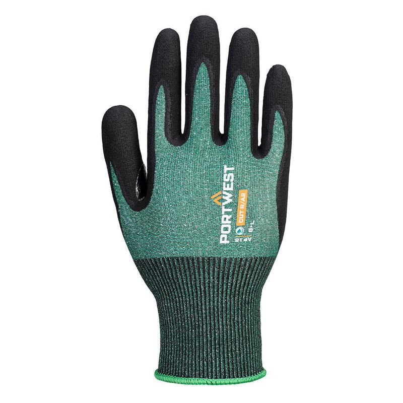 Portwest SG Cut B18 Nitrile Glove (Pk12) Green-Black AP15