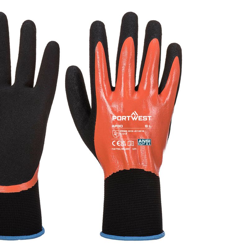 Portwest Dermi Pro Glove (Pk 6) Orange-Black AP30