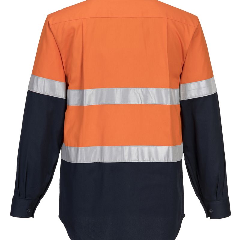 Portwest Hi-Vis Two Tone Regular Weight Long Sleeve Shirt with Tape MA101 - Value Workwear