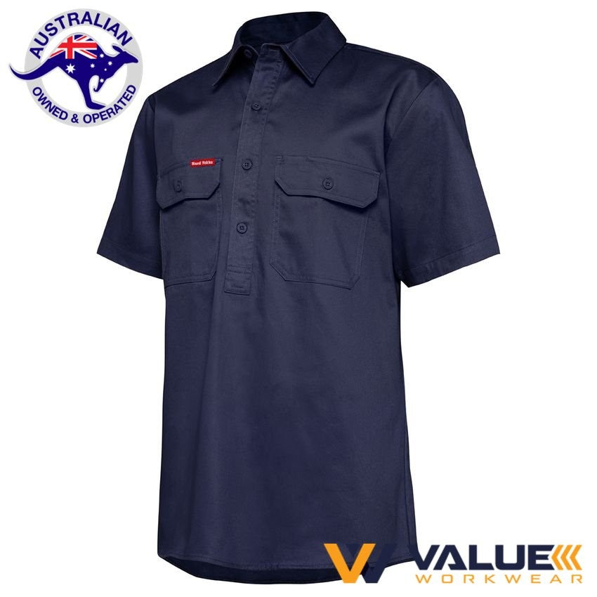 Hard Yakka Foundations Cotton Drill Closed Front Shirt Short Sleeve Y07540