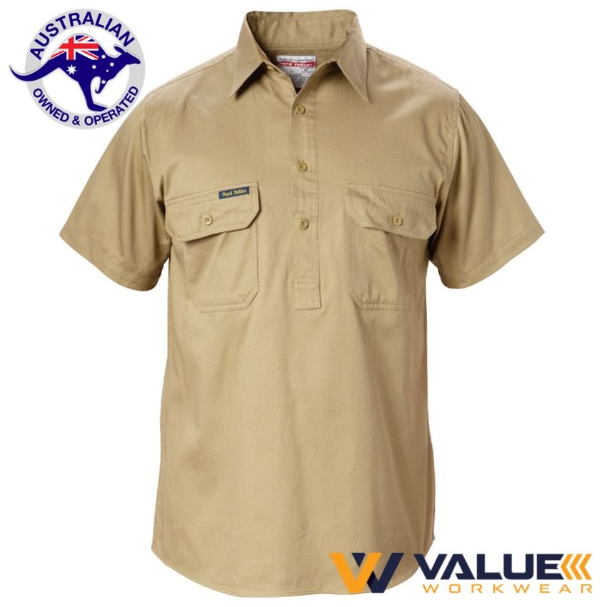 Hard Yakka Foundations Cotton Drill Closed Front Shirt Short Sleeve Y07540