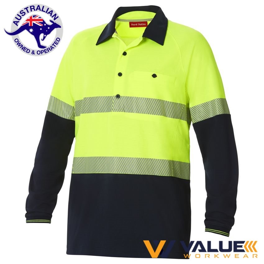 Hard Yakka Koolgear Ventilated Hi-Vis Two Tone Polo Long Sleeve Y11379