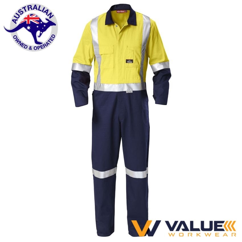 Hard Yakka Foundations Hi-Visibility Two Tone Drill Coverall With Tape Y00262