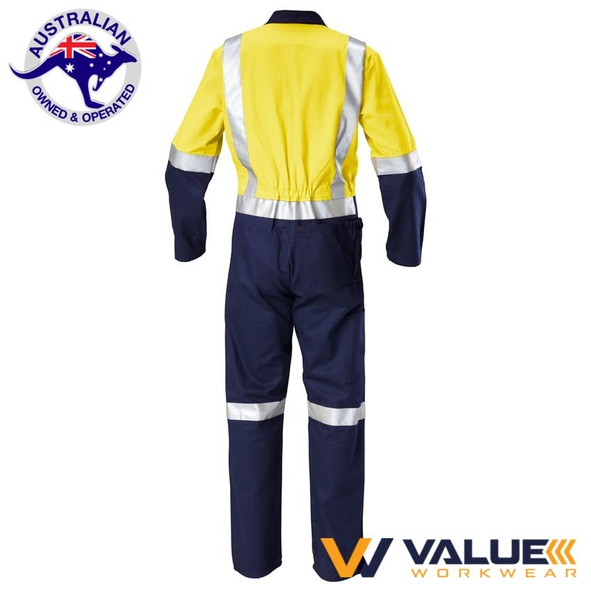 Hard Yakka Foundations Hi-Visibility Two Tone Drill Coverall With Tape Y00262