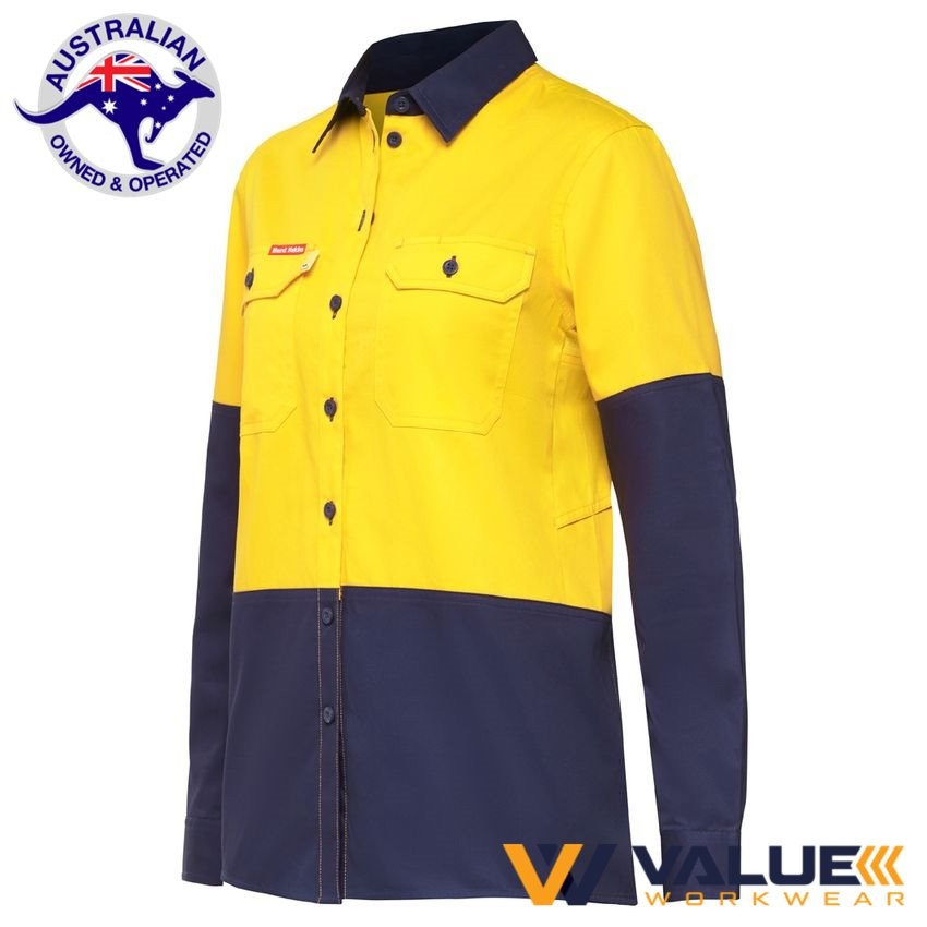 Hard Yakka Womens Koolgear Ventilated Hi-Vis Two Tone Shirt Long Sleeve Y08225