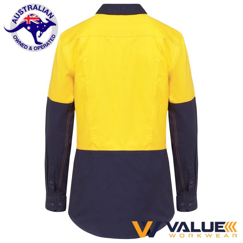 Hard Yakka Womens Koolgear Ventilated Hi-Vis Two Tone Shirt Long Sleeve Y08225