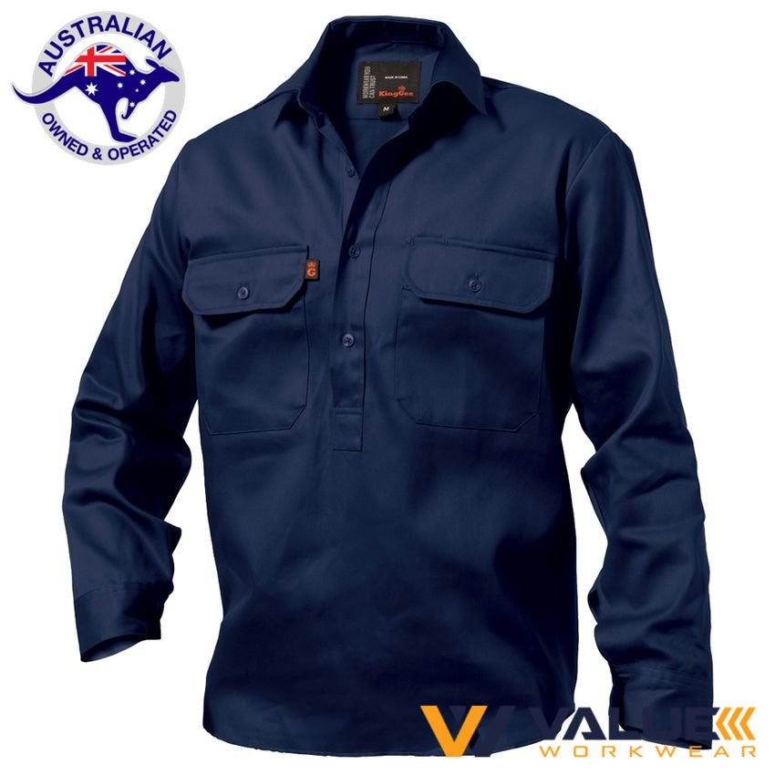 KingGee Closed Front Drill Shirt Long Sleeve K04020