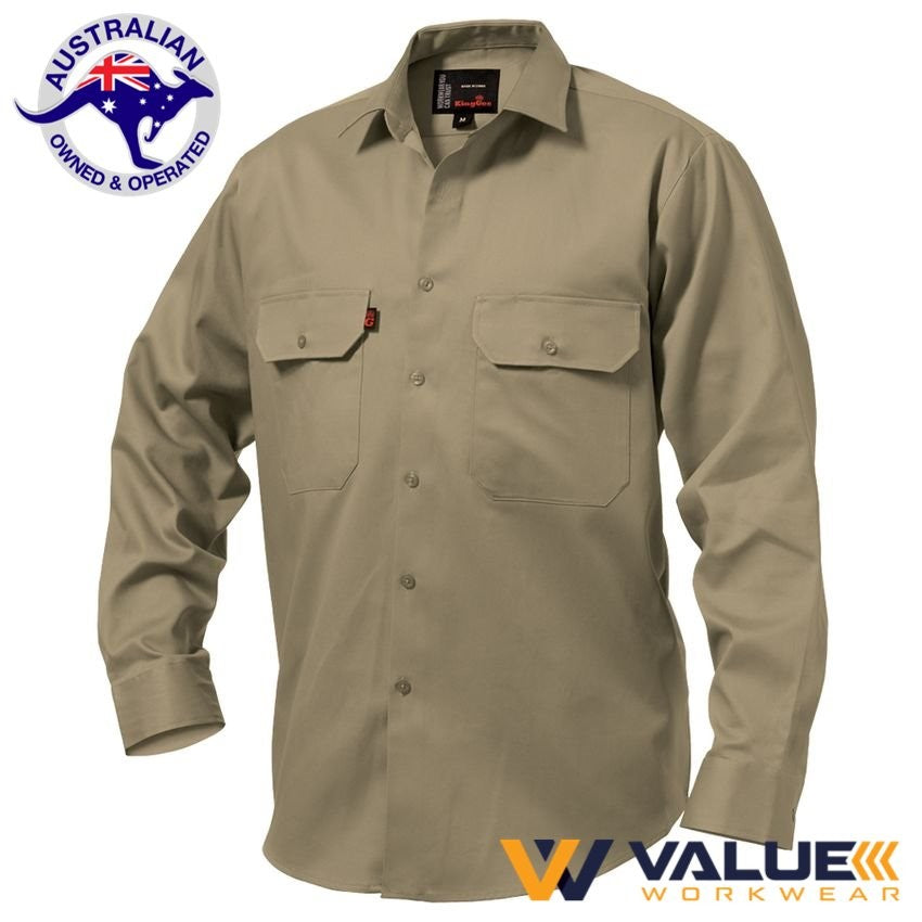 KingGee Open Front Drill Shirt Long Sleeve K04010
