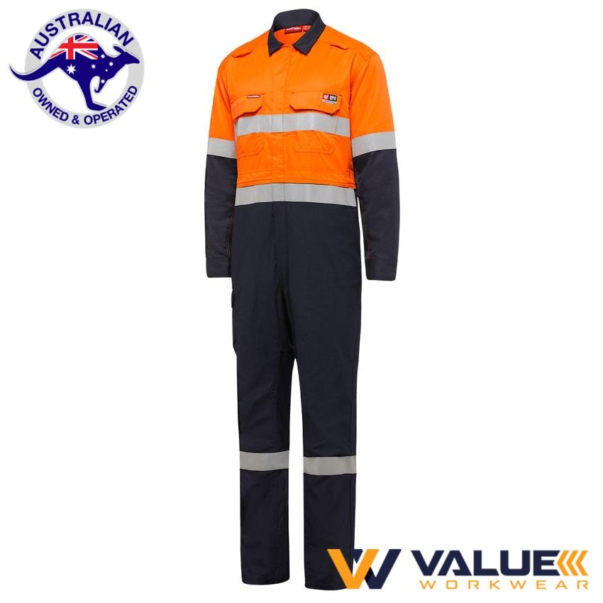 KingGee Shieldtec Fire Retardant Hi-Vis Two Tone Coverall Zip Front Y00055