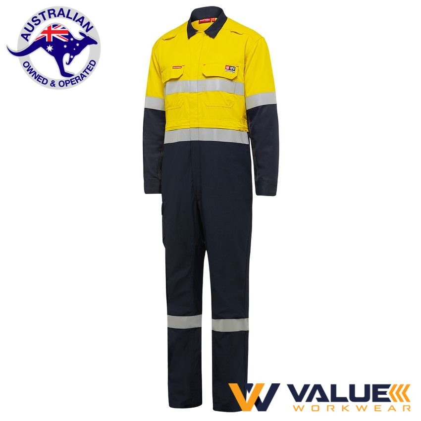 KingGee Shieldtec Fire Retardant Hi-Vis Two Tone Coverall Zip Front Y00055