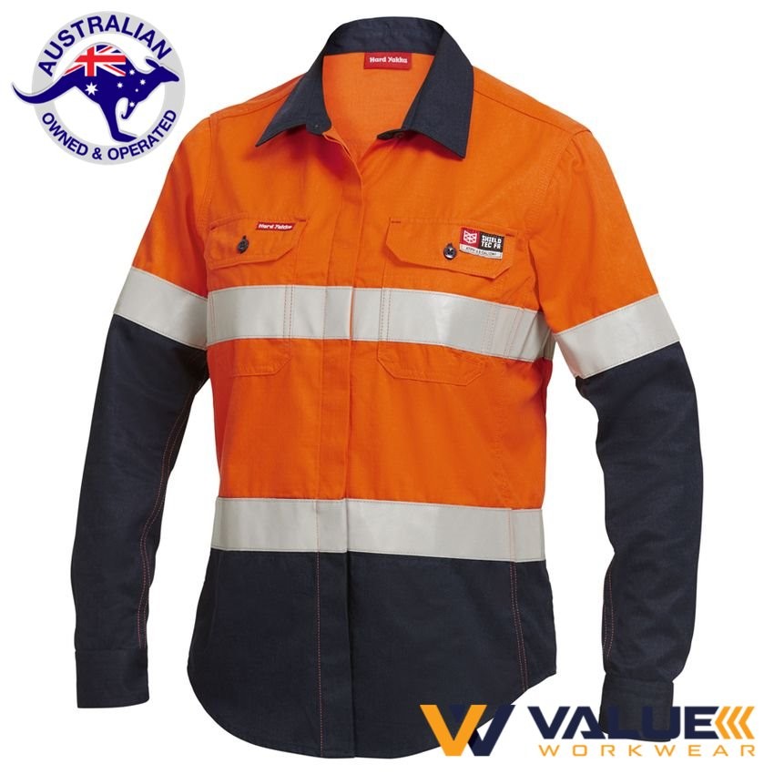 KingGee Shieldtec Fire Retardant Womens Hi-Vis Shirt Long Sleeve Y04050