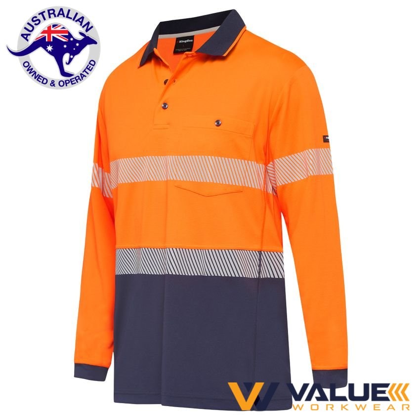 KingGee Workcool Hyperfreeze Spliced Taped Polo Long Sleeve K54225