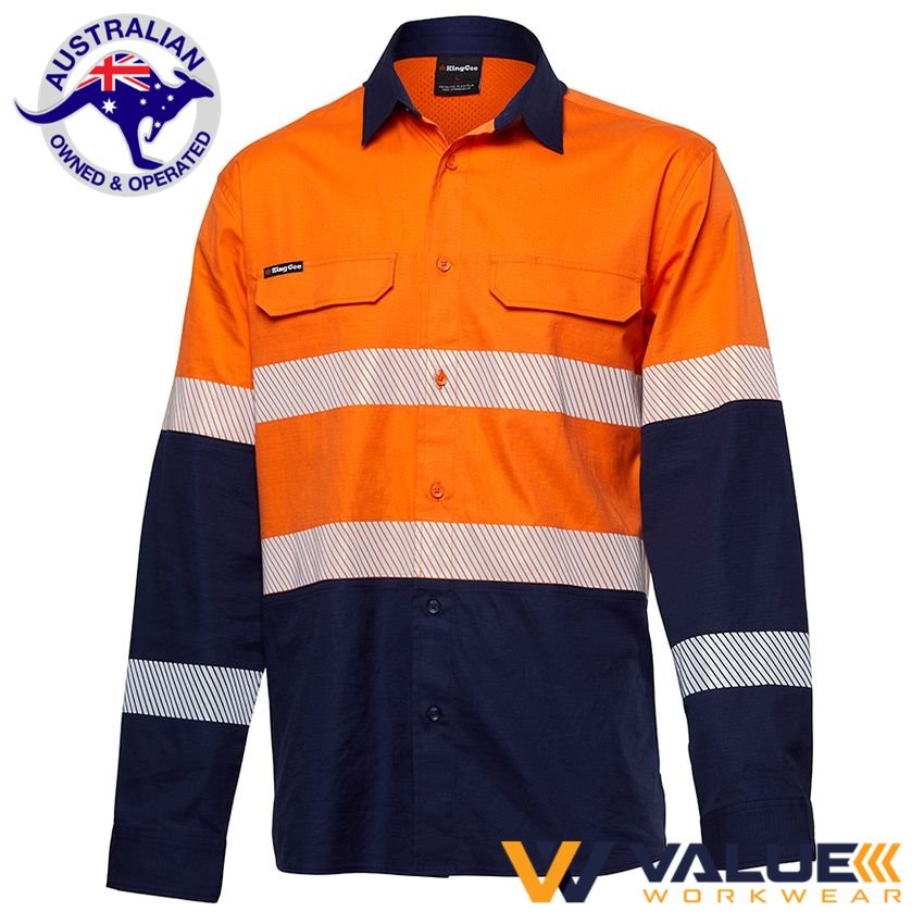 KingGee Workcool Pro Stretch Ripstop Shirt Long Sleeve Taped K54028
