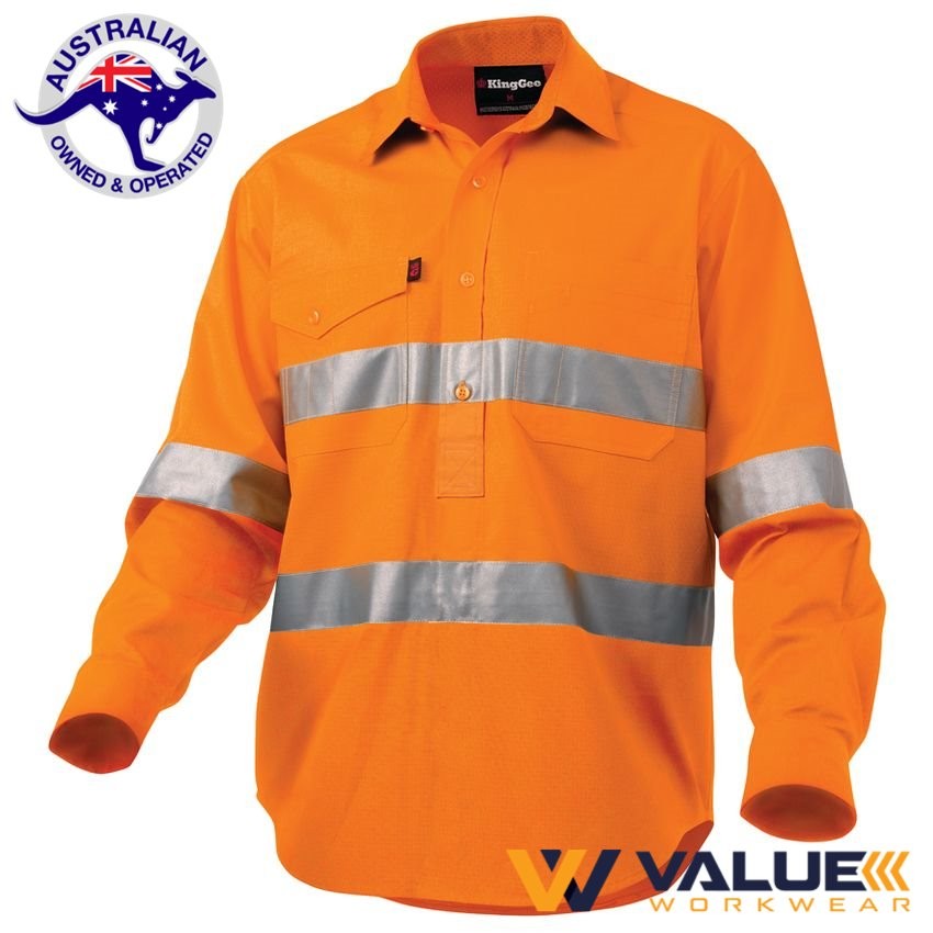 KingGee Workcool 2 Reflective Shirt Long Sleeve 'Hoop' Pattern K54896