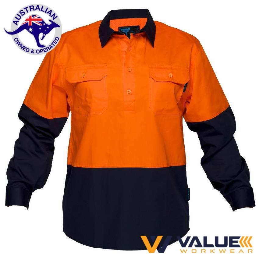 Portwest Hi-Vis Two Tone Lightweight Long Sleeve Closed Front Shirt MC801