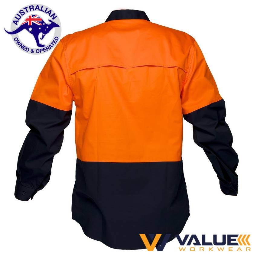 Portwest Hi-Vis Two Tone Lightweight Long Sleeve Closed Front Shirt MC801 - Value Workwear