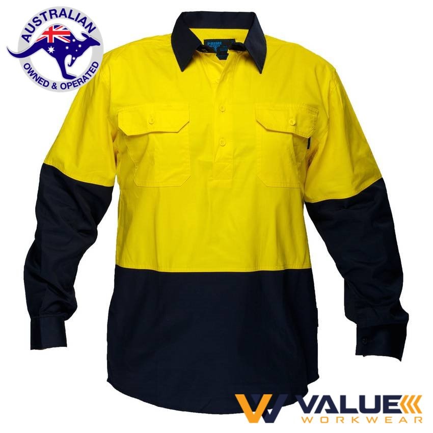 Portwest Hi-Vis Two Tone Lightweight Long Sleeve Closed Front Shirt MC801 - Value Workwear