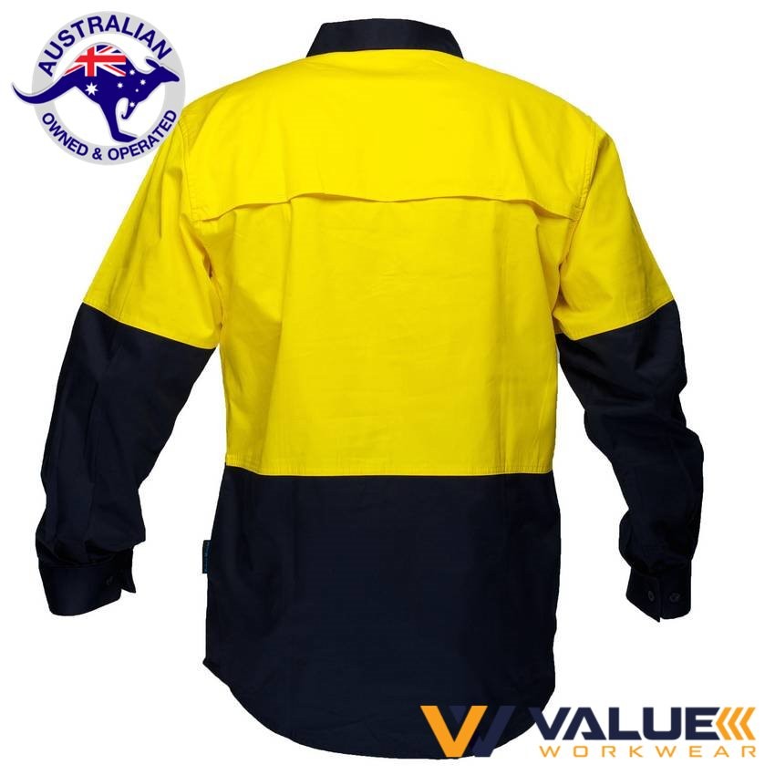 Portwest Hi-Vis Two Tone Lightweight Long Sleeve Closed Front Shirt MC801 - Value Workwear