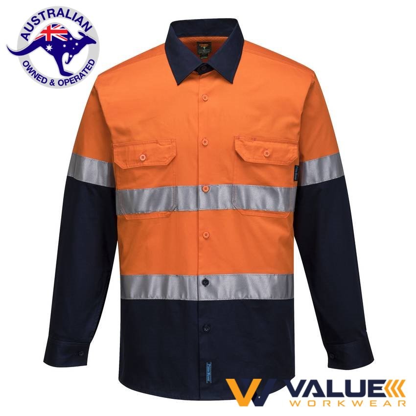Portwest Hi-Vis Two Tone Lightweight Long Sleeve Shirt with Tape MA801