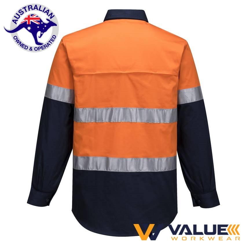 Portwest Hi-Vis Two Tone Lightweight Long Sleeve Shirt with Tape MA801 - Value Workwear