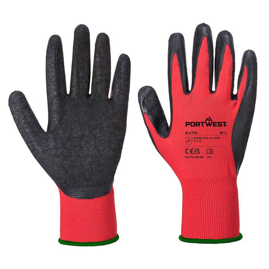 Portwest Flex Grip Latex Glove Red/Black A174 (6 pairs)