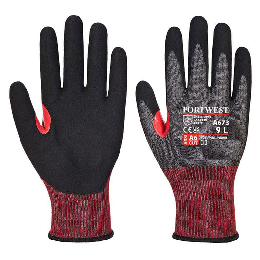 Portwest CS Cut F18 Nitrile Black Red A673