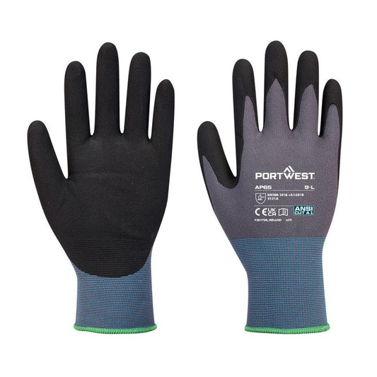 Portwest NPR Pro Nitrile Foam Glove (Pk 6) Black-Grey AP65