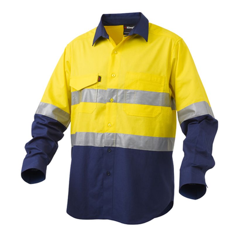 KingGee Workcool 2 Hi-Vis Reflective Shirt Long Sleeve "Hoop" Pattern K54880