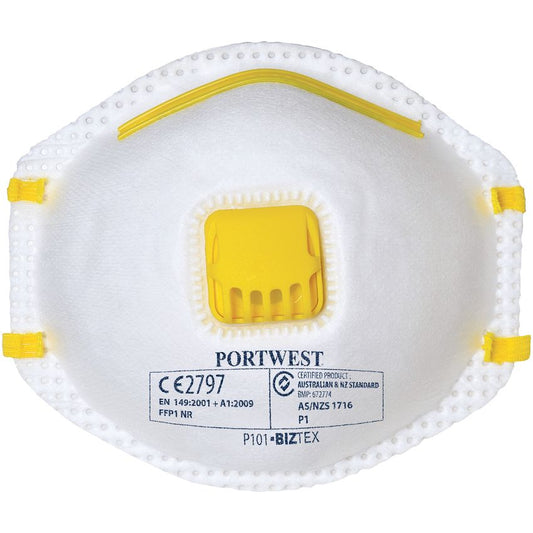 Portwest FFP1 Valved Dust Mist Respirator Mask P101 (Box of 10)