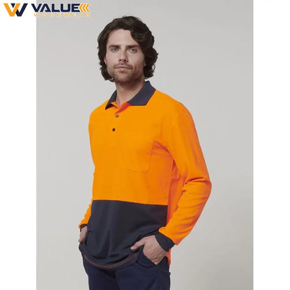 Hard Yakka Mens Long Sleeve Hi Vis Polo Y19617