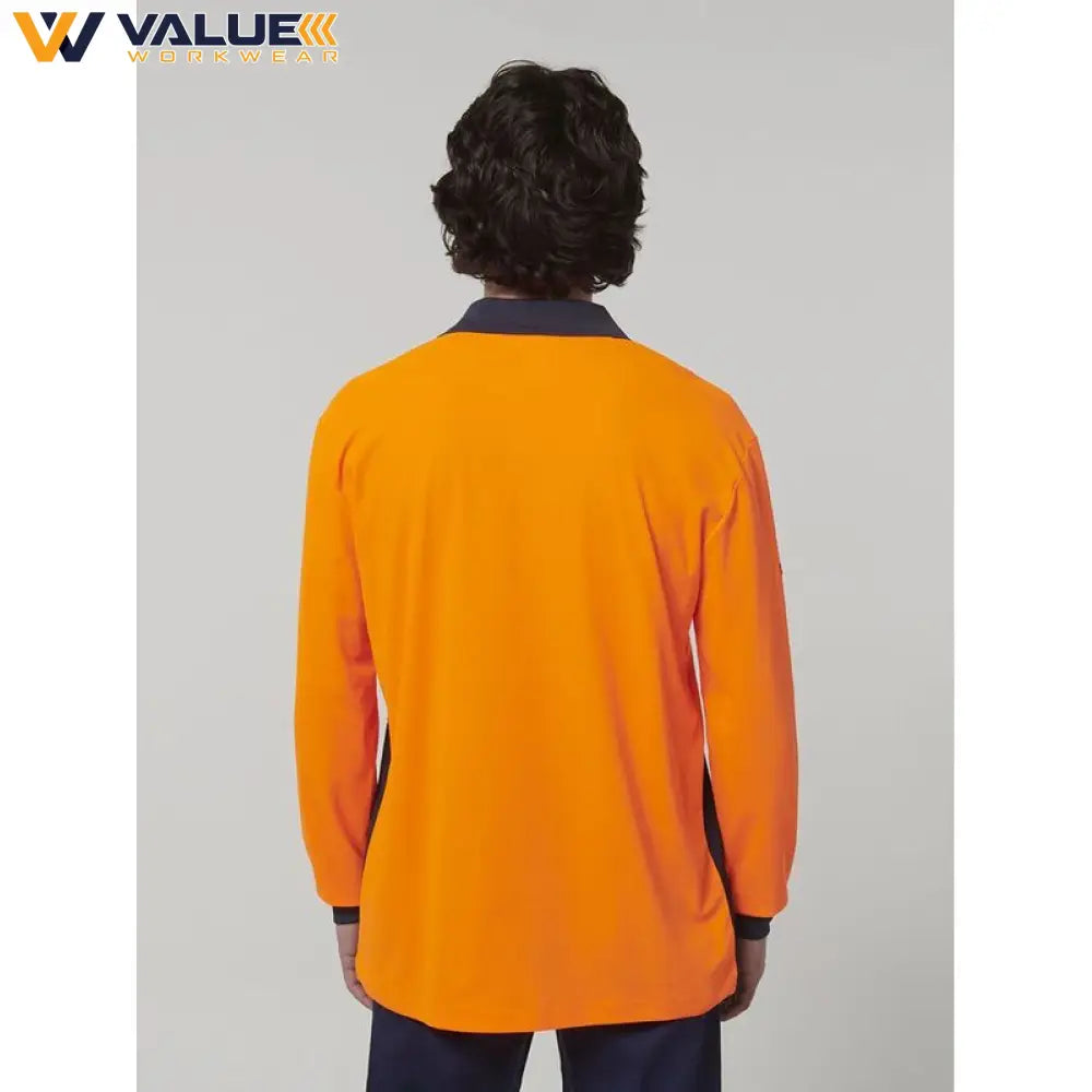 Hard Yakka Mens Long Sleeve Hi Vis Polo Y19617