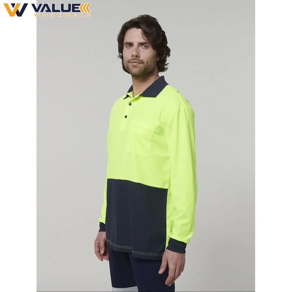 Hard Yakka Mens Long Sleeve Hi Vis Polo Y19617