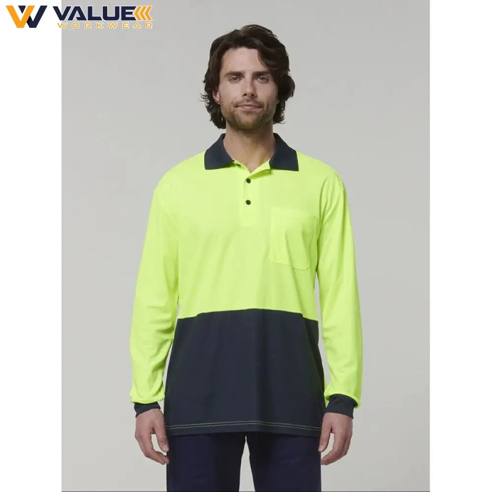 Hard Yakka Mens Long Sleeve Hi Vis Polo Y19617